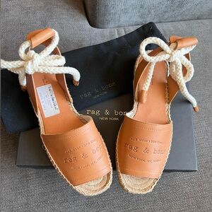 NWT rag & bone Estelle Espadrilles Tan Leather size 7/37